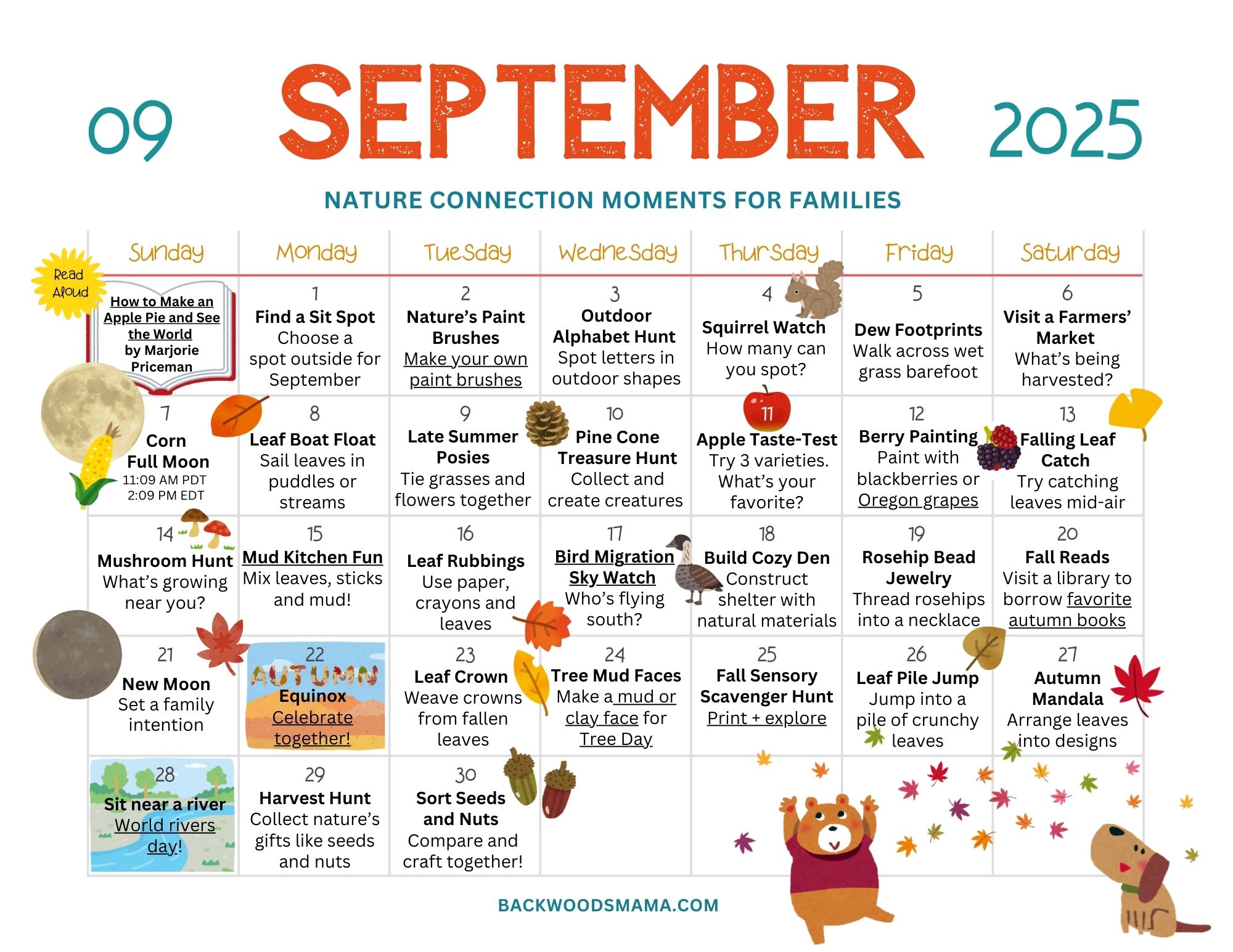 September 2025 Nature Connection Calendar