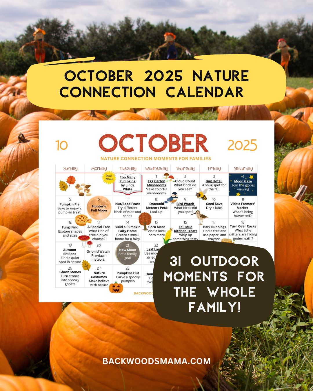 October 2025 Nature Connection Calendar for Families