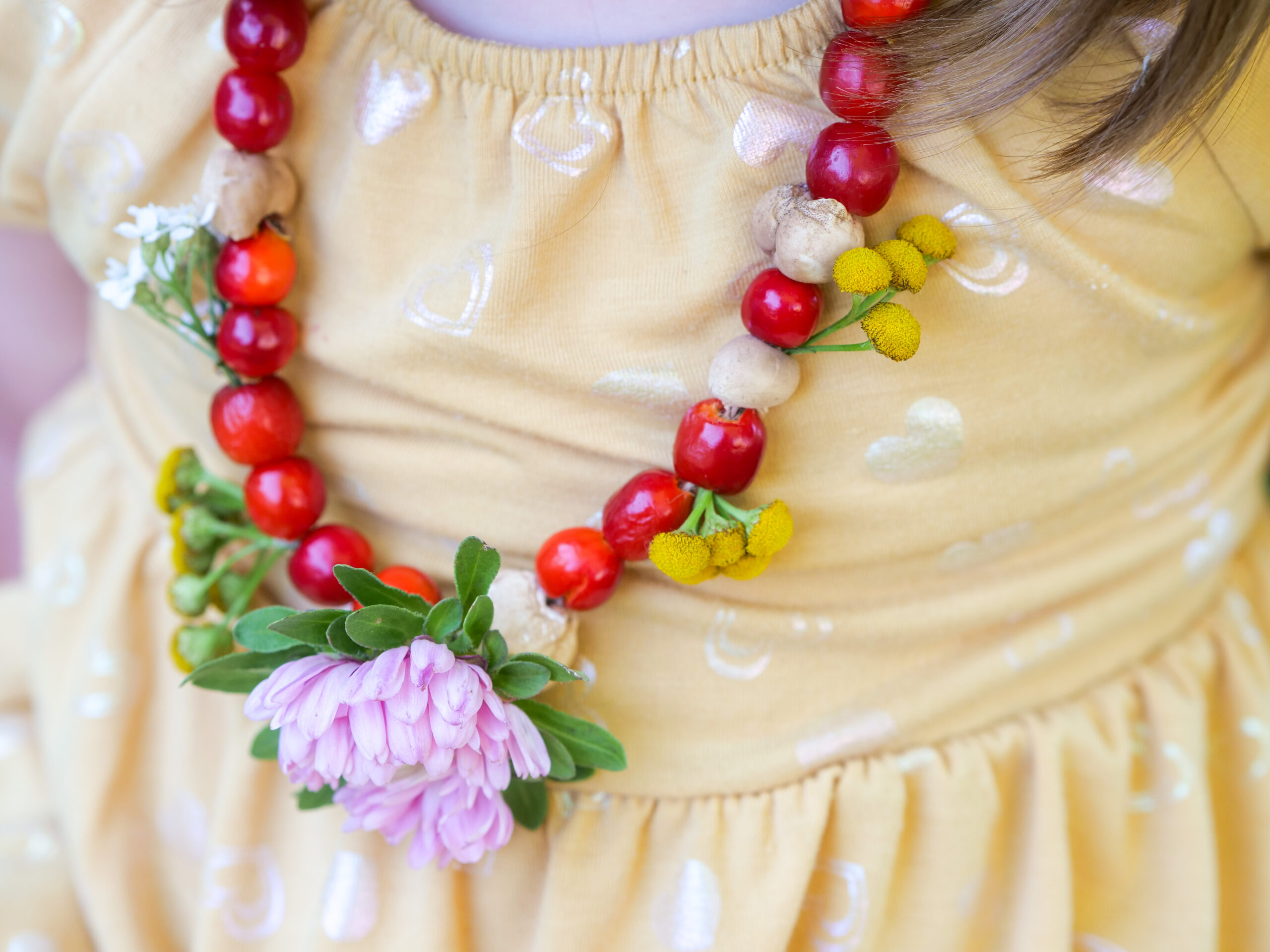 Rosehip Necklace Craft for Preschoolers