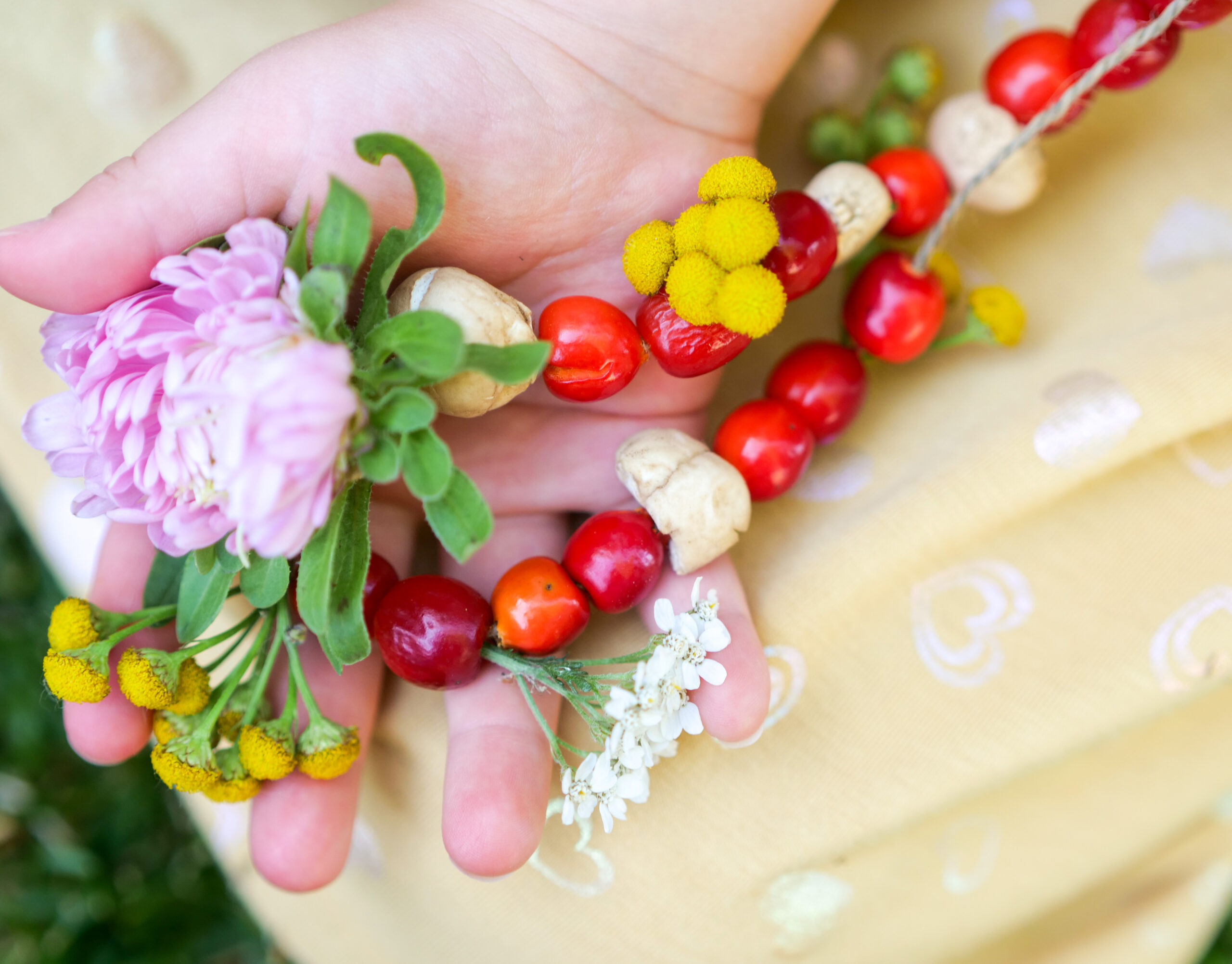 Rosehip Necklace Craft for Preschoolers