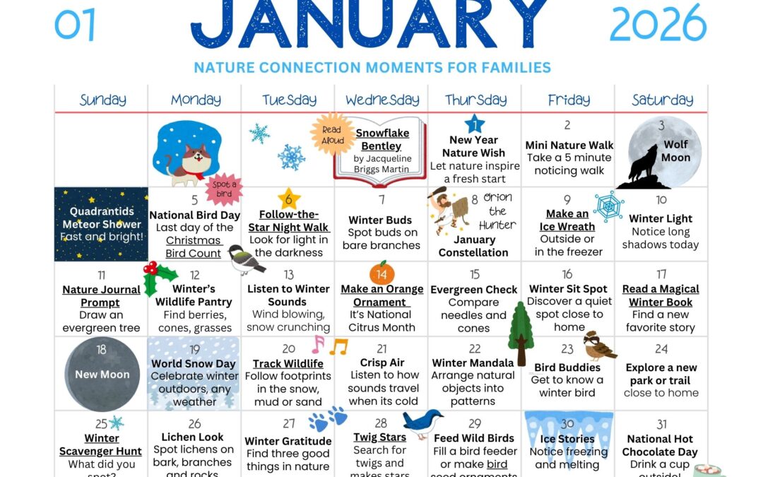 January 2026 Nature Connection Calendar for Families (Free Printable)