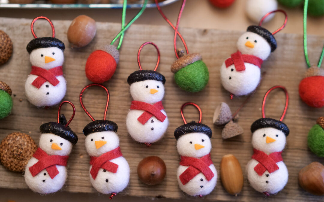How to Make Acorn Felt Ball Christmas Ornaments (Including a Snowman Version!)
